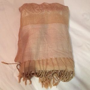 Woman scarf - soft - gold with patterns.
